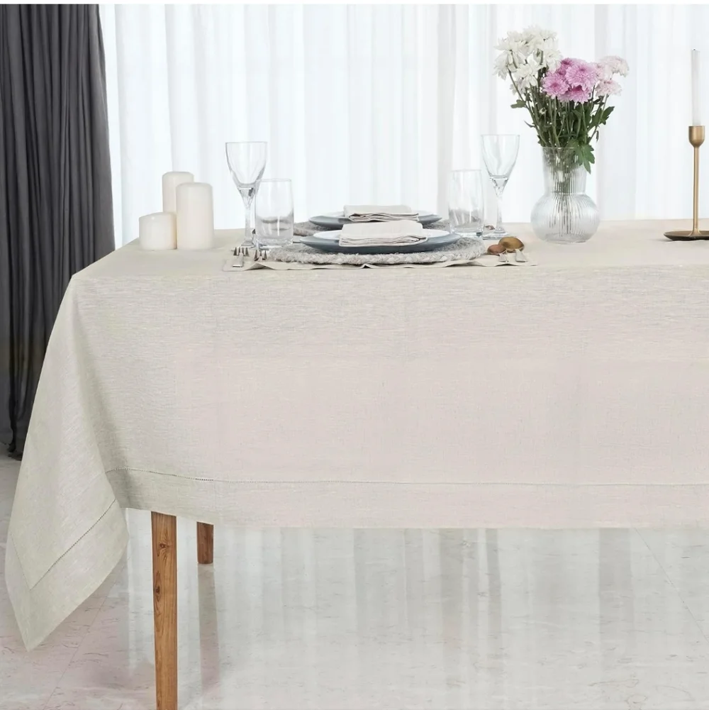D’moksha Homes European Flax Linen Tablecloth For Rectangle Tables 60X120